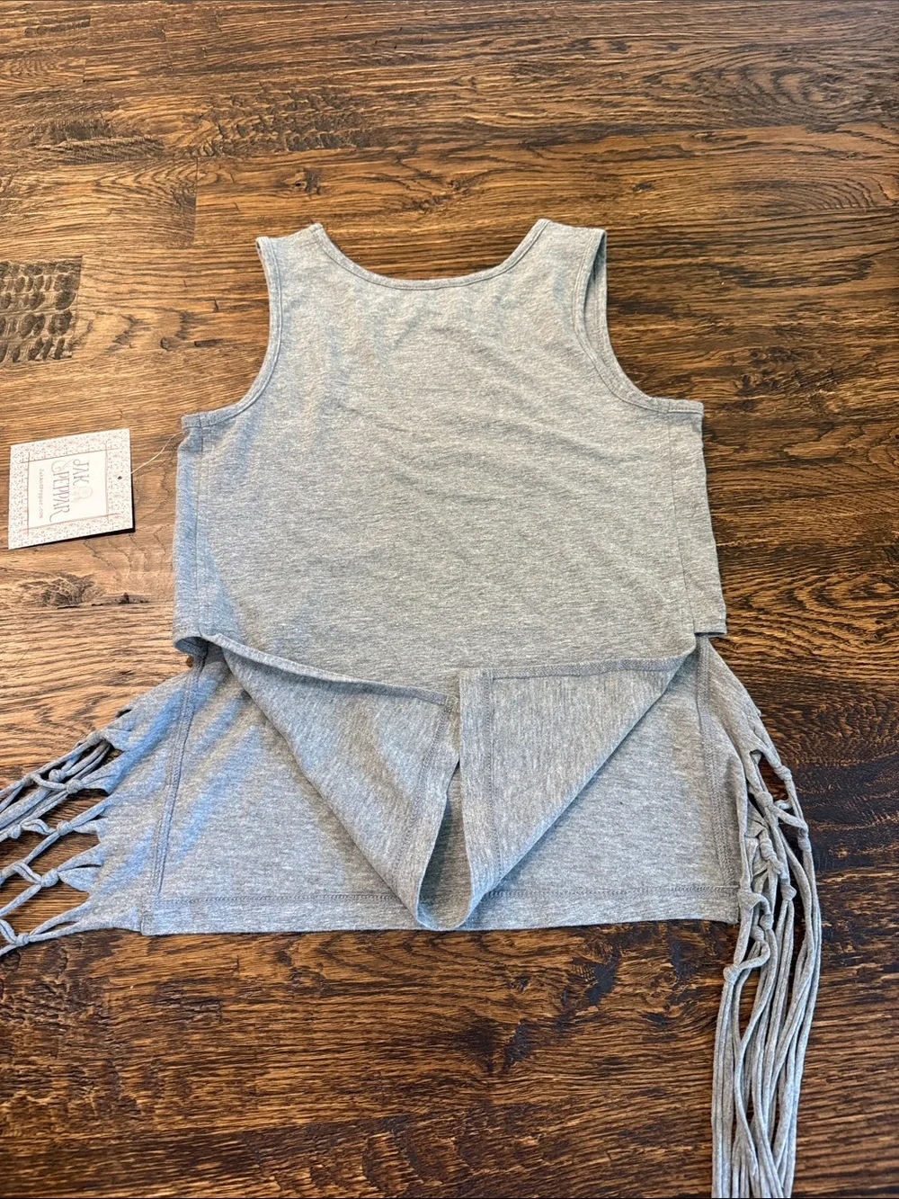 NWT Gray Sleeveless Fringe Tank Top